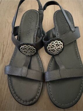 Brighton Dark Brown Leather Slingback Sandals